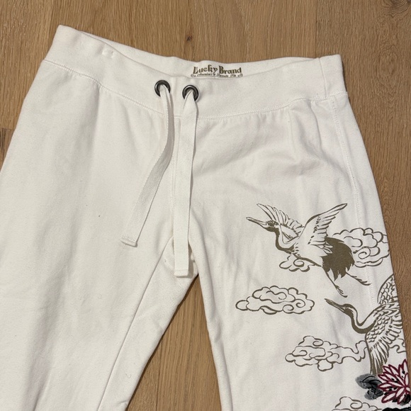 Lucky Brand White Women’s Cropped Pants with Pink & Black Floral Pattern size M - Picture 7 of 11